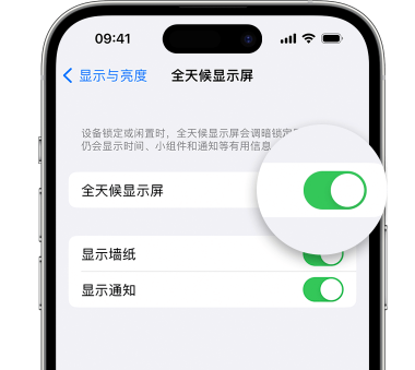 隆昌苹果15预约维修分享iPhone15如何设置全天候显示屏幕可见 